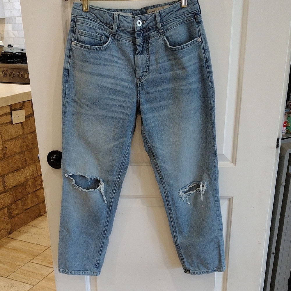 Pilcro And The Letterpress High Rise Slim Jeans Size 29 Medium Distressed Wash